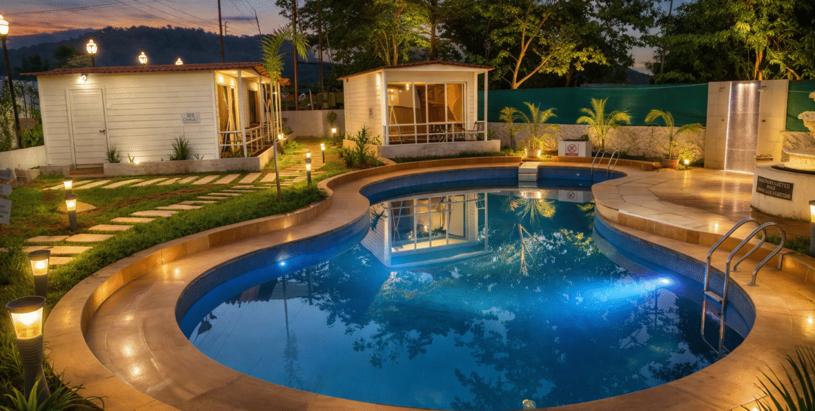 chalet pool view